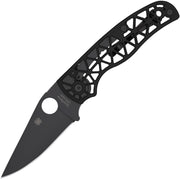 Spyderco Edgerati Black Aluminum (3.57" Black DLC S30V) Folding Knife [C266BKALBKP] - open blade