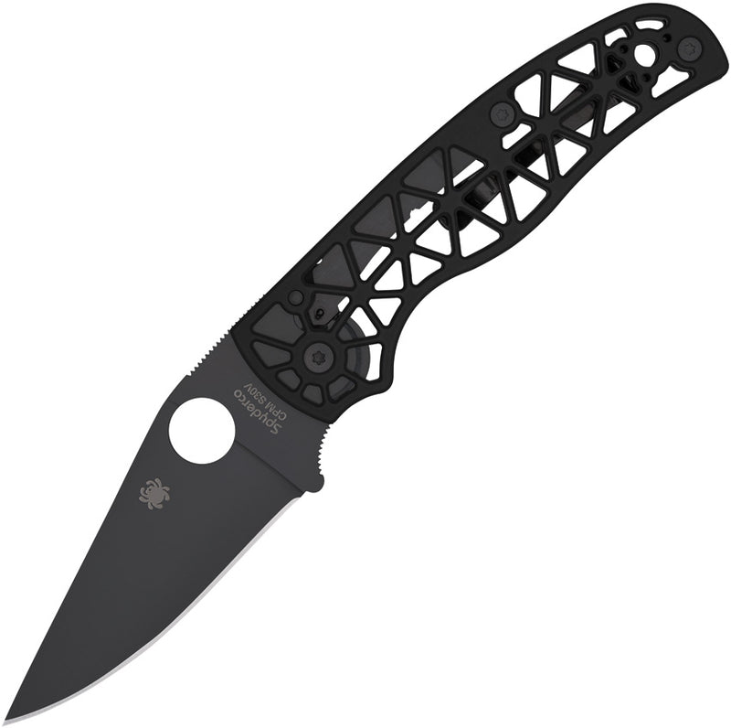 Spyderco Edgerati Black Aluminum (3.57" Black DLC S30V) Folding Knife [C266BKALBKP] - open blade