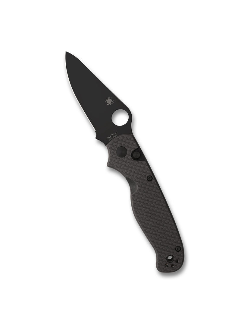 Spyderco ButtonUp Black Carbon Fiber/G10 Laminate Black Oxide PlainEdge Folding Knife [C275CFPBK] - product view 2