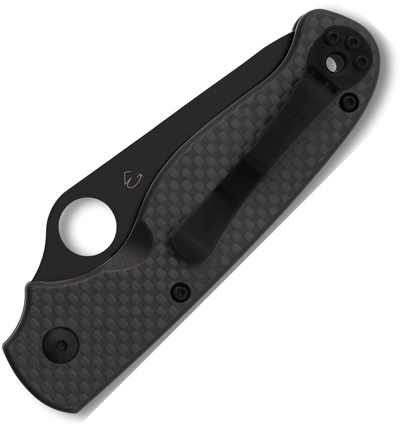 Spyderco ButtonUp Black Carbon Fiber/G10 Laminate Black Oxide PlainEdge Folding Knife [C275CFPBK] - product view 5