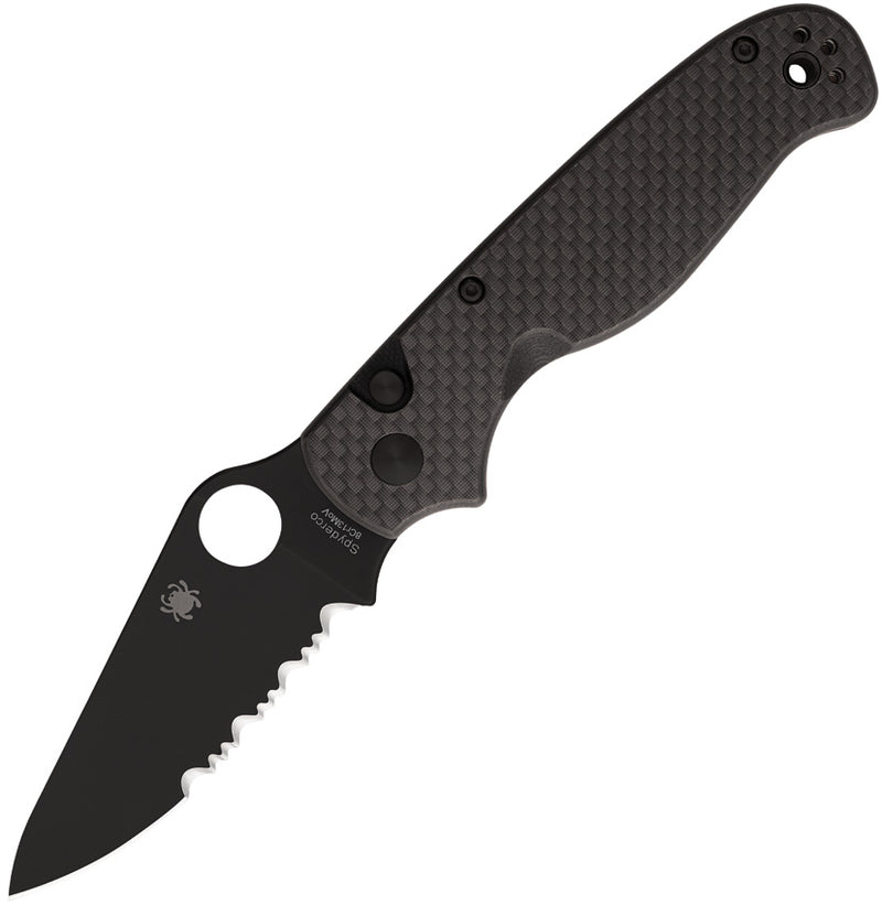 Spyderco ButtonUp Black Carbon Fiber/G10 Laminate Black Oxide CombinationEdge Folding Knife [C275CFPSBK] - product view 4