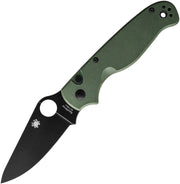 Spyderco ButtonUp OD Green G10 Black Oxide PlainEdge Folding Knife [C275GPGRBK] - product view 1