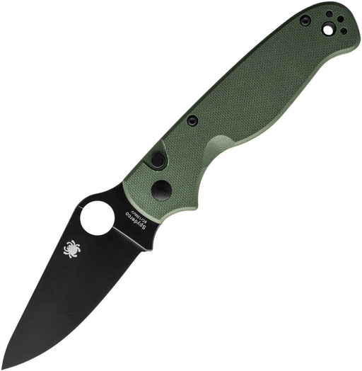 Spyderco ButtonUp OD Green G10 Black Oxide PlainEdge Folding Knife [C275GPGRBK] - product view 1