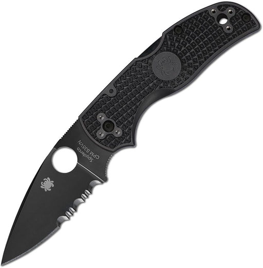 Spyderco Native 5 Lockback Black Serr (Black) (3" Black) [C41PSBBK5]