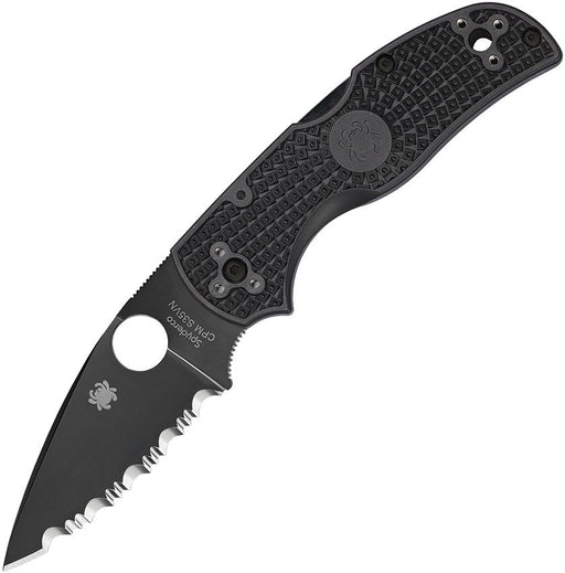 Spyderco Native 5 Lockback Blk Serrated (Black) (3" Satin) [C41SBBK5]