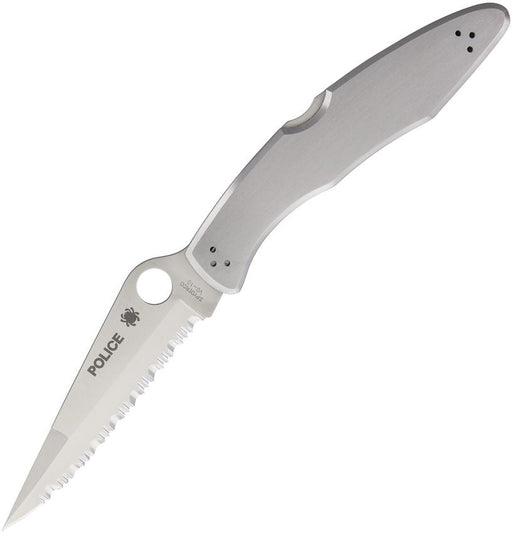 Spyderco Police Model Lockback Serr (Stainless) (4.25" Satin) [C07S]