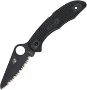 Spyderco Salt 2 Lockback Serrated (Black) (3" Satin) [C88SBBK2]
