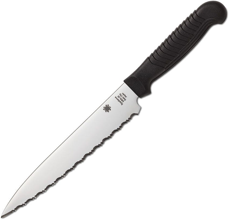 Spyderco Utility Kitchen Knife Black Serrated [K04SBK]