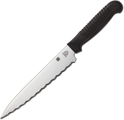 Spyderco Utility Kitchen Knife Black Serrated [K04SBK]