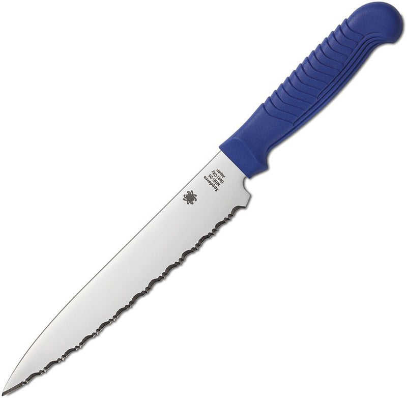 Spyderco Utility Kitchen Knife Blue Serrated [K04SBL]