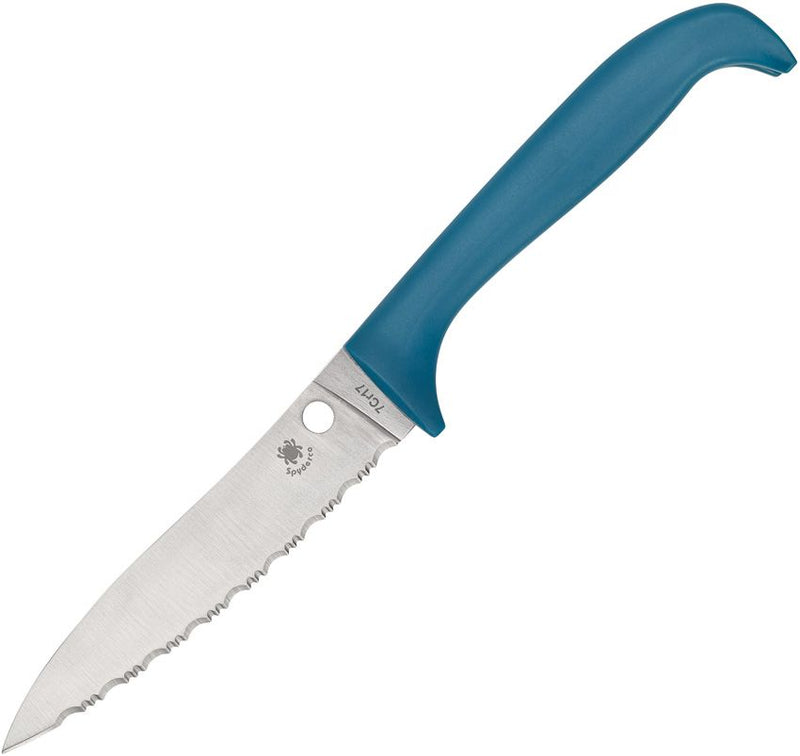 Spyderco Counter Puppy Blue Serrated Kitchen Knife [K20SBL]