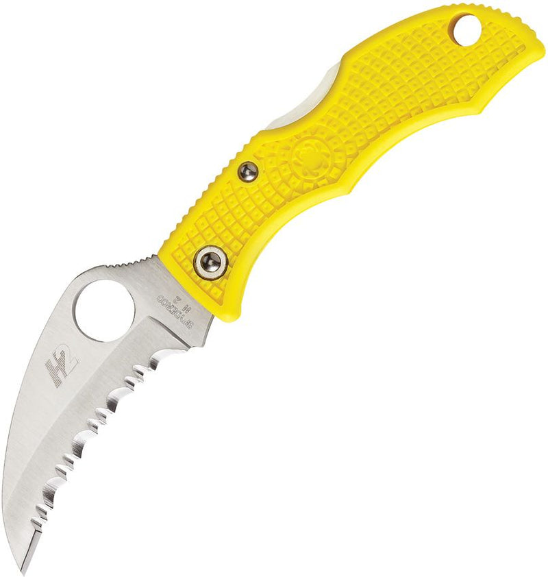 Spyderco Ladybug 3 Lockback Salt Serr (Yellow) (1.88" Satin) [LYLS3HB]