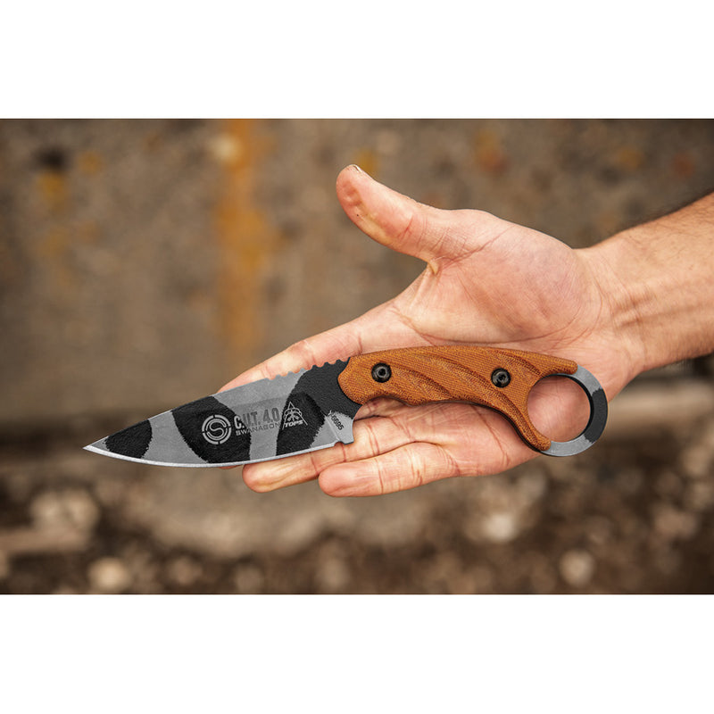 TOPS C.U.T. 4.0 Camo 1095 Tan Micarta Fixed Blade Knife [CUT-40-CAMO] - product view 3
