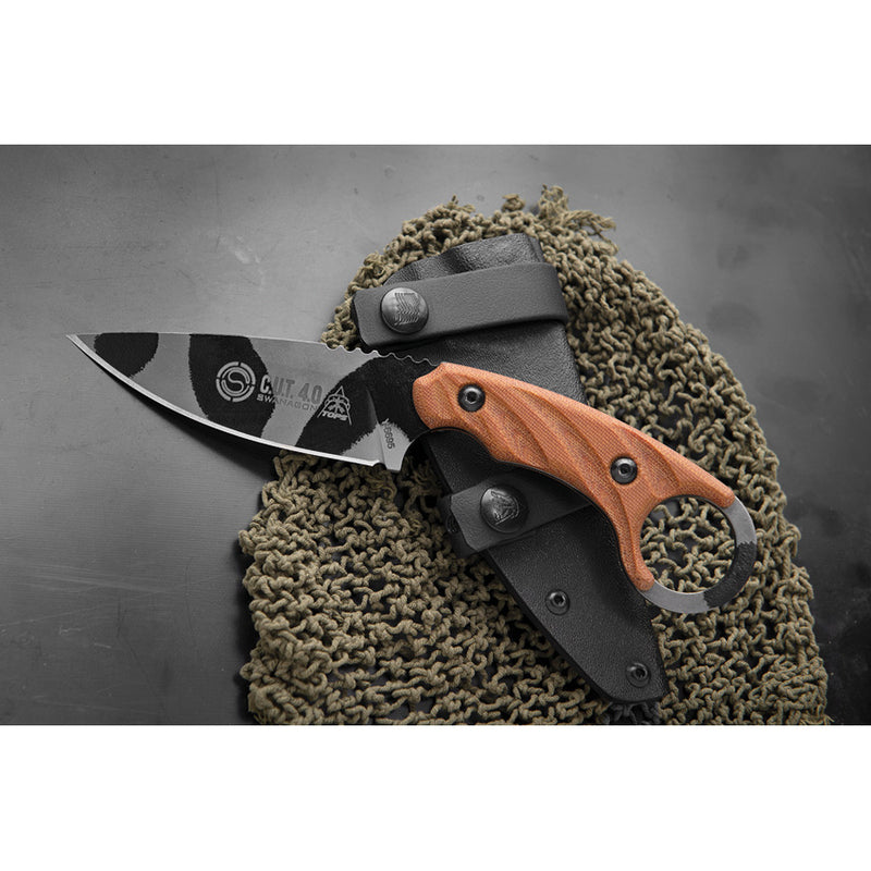 TOPS C.U.T. 4.0 Camo 1095 Tan Micarta Fixed Blade Knife [CUT-40-CAMO] - product view 4