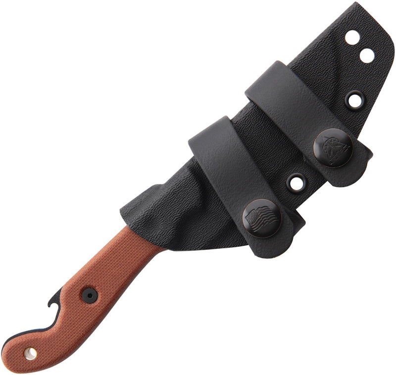TOPS Pit Stop 3 Brown Micarta (3.00" Traction coated 1095HC steel) Fixed Blade Knife [PSK-01] - product view 2
