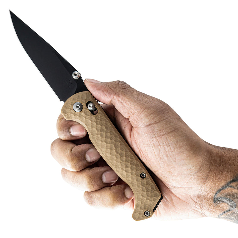 Toor Dropwing Crossbar Lock Tan Folding Knife — CPM MagnaCut / Brown [TR23842] — product view 7