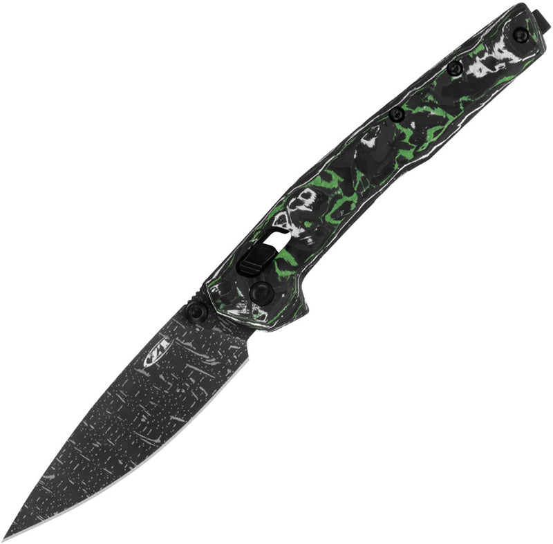 Zero Tolerance 0117 Green and White Carbon Fiber Vegas Forge Damascus Manual Folding Knife [0117VFWG] - product view 1