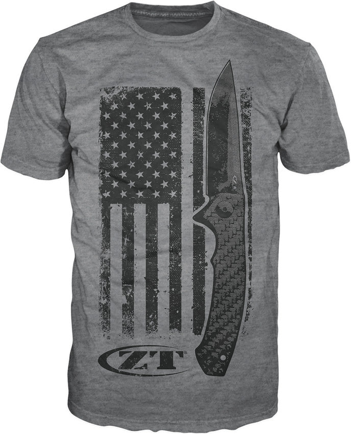 Zero Tolerance American Flag Gray Cotton T-Shirt Small [SHIRTZT201S] - product view 1