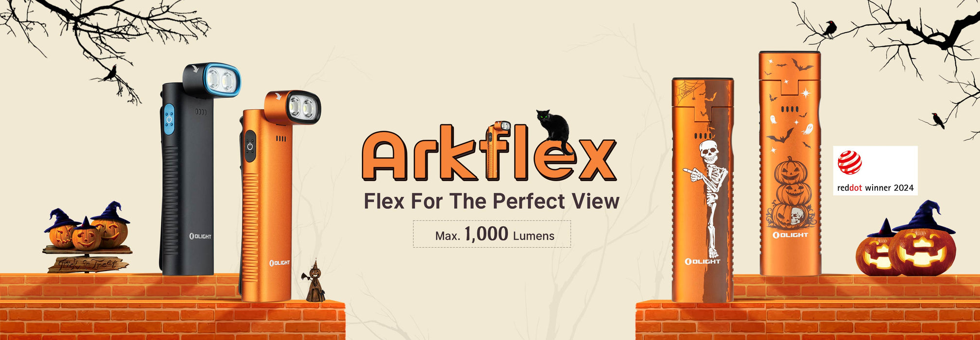 Olight Arkflex Adjustable Orange Skeleton EDC Flashlight (ARKFLEXOGSKT)