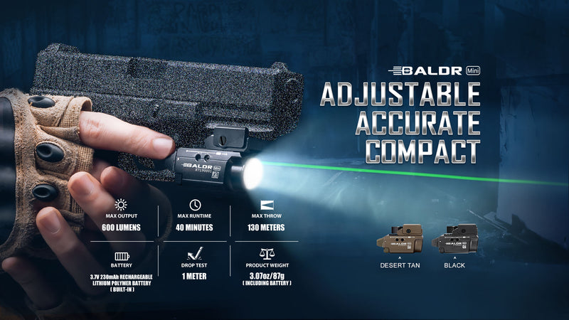 Olight Baldr Mini Desert Tan Tactical Light & Green Laser (BALDRMINIDT)