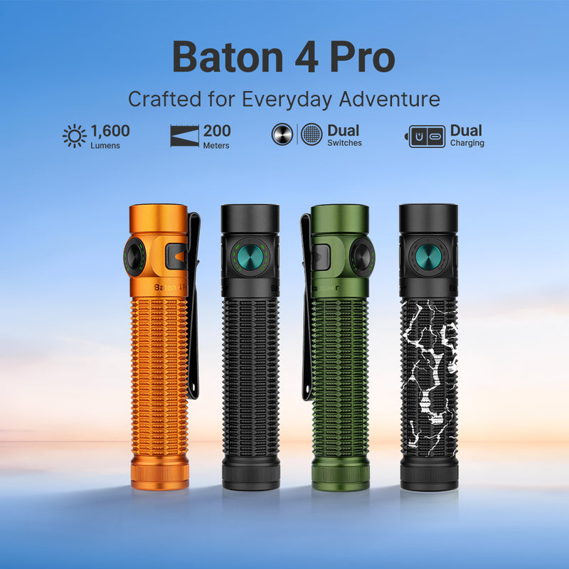 Olight Baton 4 Pro Matte Black CW EDC Flashlight - 1600 Lumens USB-C