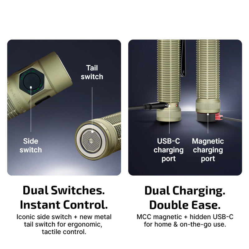 Olight Baton Ultra Olive Green: Dual Switch High Lumen Compact EDC Flashlight