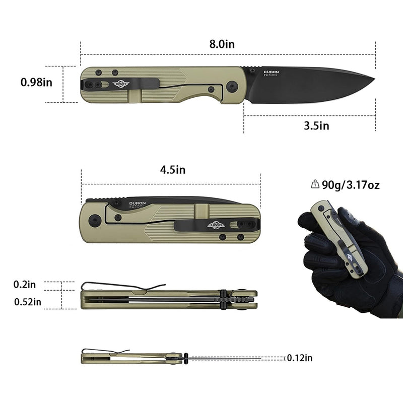 Olight Duron EDC Knife Olive Green O-Aluminum Handle Nitro-V Steel Blade