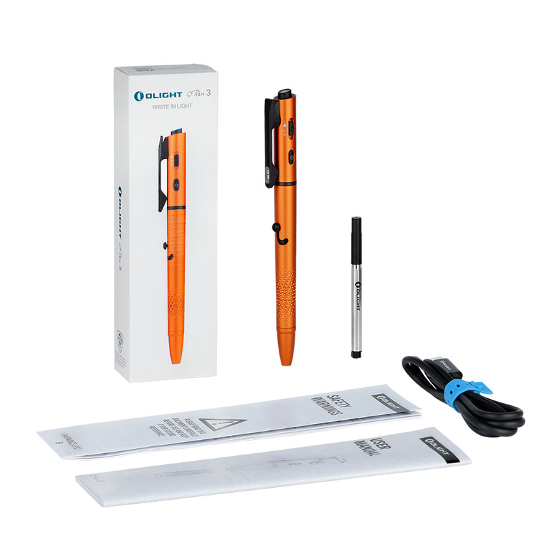 Olight O'Pen 3 Multifunctional Pen Light with 120 Lumens & Green Laser Orange