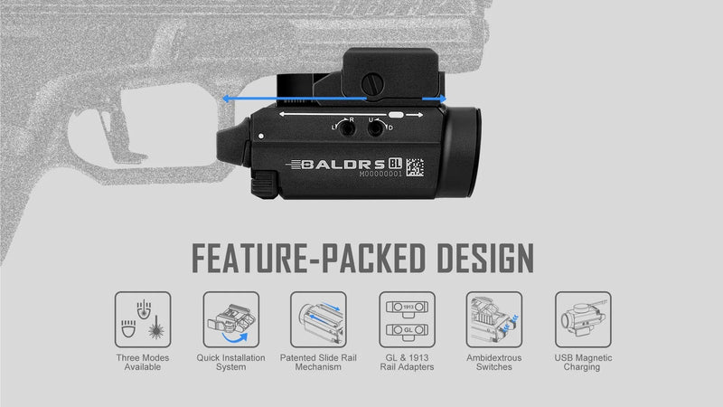 Olight Baldr S BL Rail Mounted Light (BALDRSBLBK)