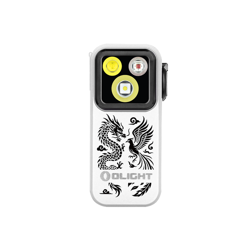Olight Oclip Pro Clip on Flashlight with Floodlight Spotlight and Red Light  Oclip Pro White Dragon & Phoenix Edition