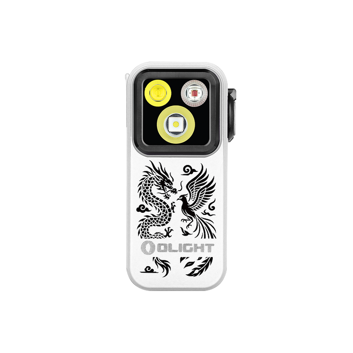 Olight Oclip Pro Clip on Flashlight with Floodlight Spotlight and Red Light  Oclip Pro White Dragon & Phoenix Edition
