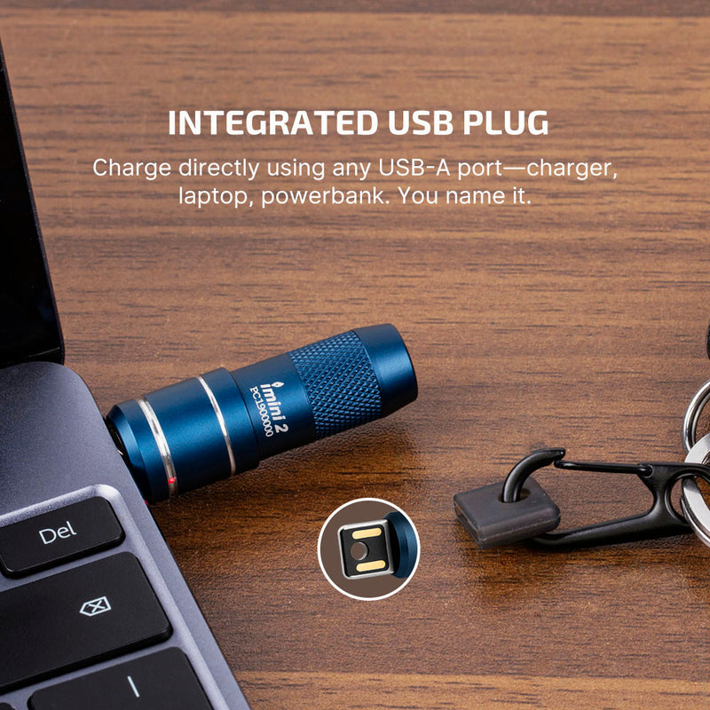 Olight imini 2 50 Lumens Rechargeable Magnetic Mini Flashlight Midnight Blue