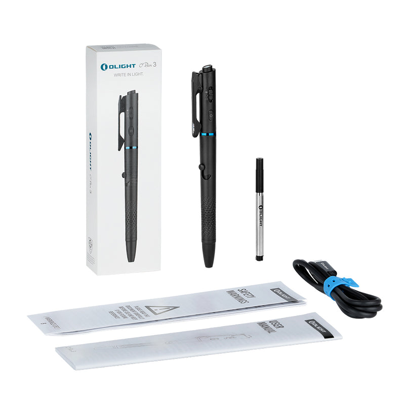 Olight O'Pen 3 Multifunctional Pen Light with 120 Lumens & Green Laser Black
