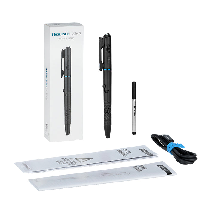 Olight O'Pen 3 Multifunctional Pen Light with 120 Lumens & Green Laser Black