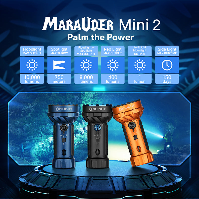 Olight Marauder Mini 2 Compact Powerful Flashlight Midnight Blue