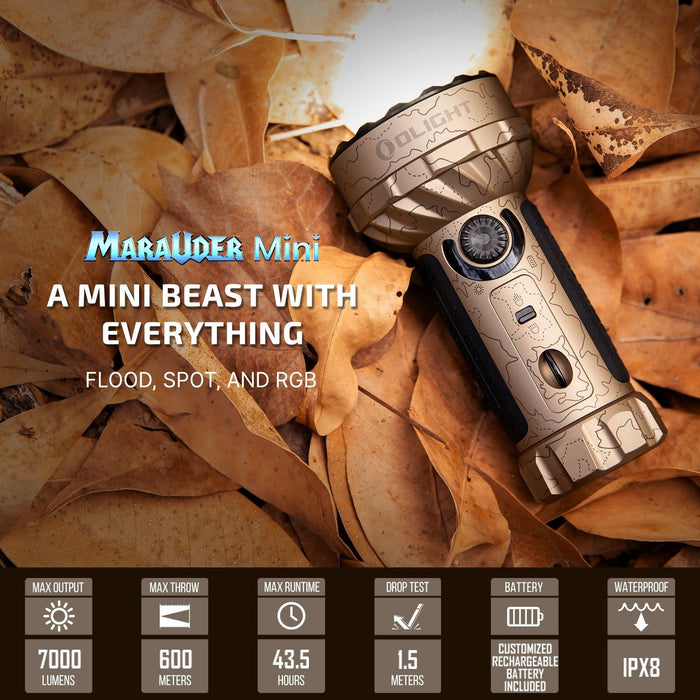 Olight Marauder Mini Desert Terrain Powerful LED Flashlight With RGB (MARAUDERMINIDT)