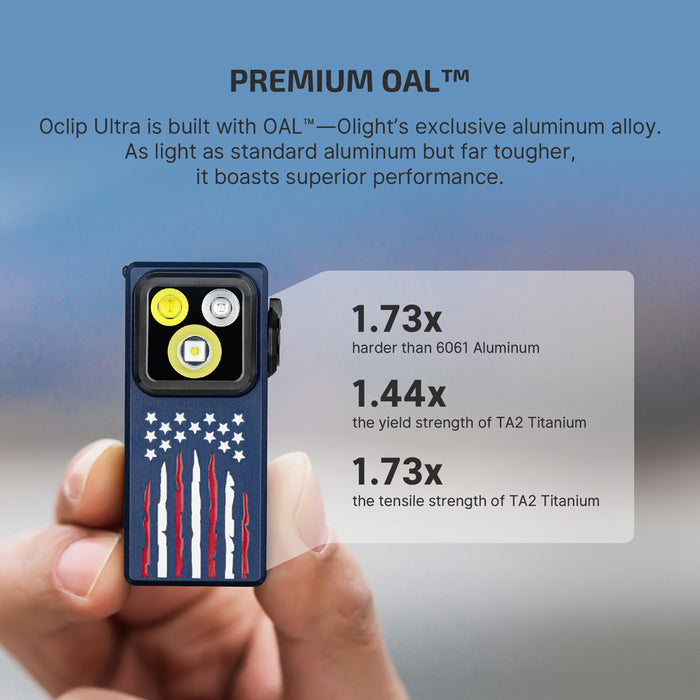 Oclip Ultra Stars & Stripes Edition Clip-On EDC Light with Flood, Spot, and UV Modes