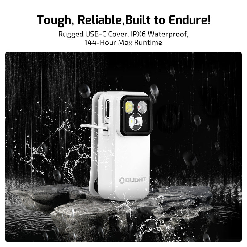 Oclip Pro White Clip on Flashlight with Floodlight Spotlight and Red Light (OCLIPPROWH)