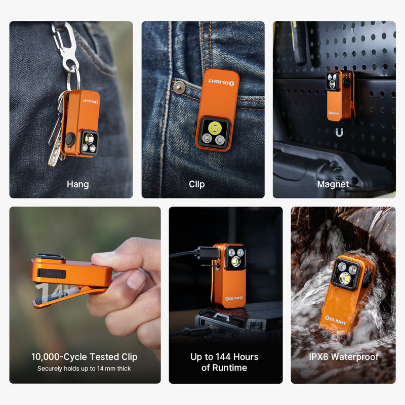Oclip Pro S Orange / Oclip Pro Multifunctional EDC Clip Flashlight
