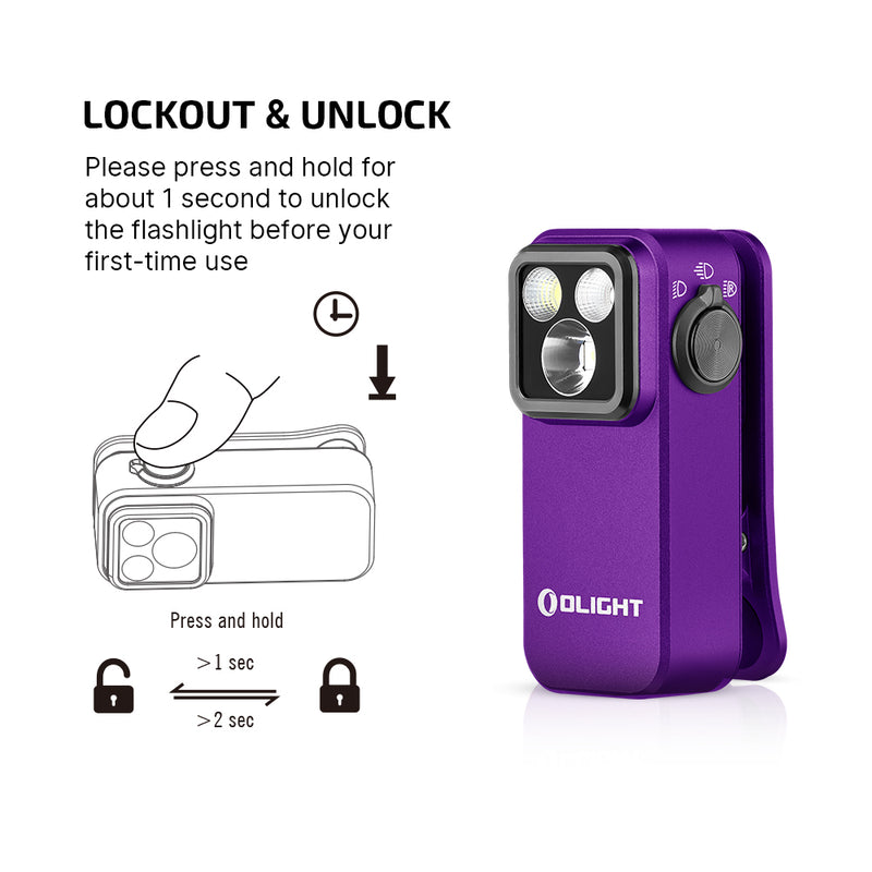 Olight Oclip Pro Clip ON Purple Flashlight (OCLIPPROPU)