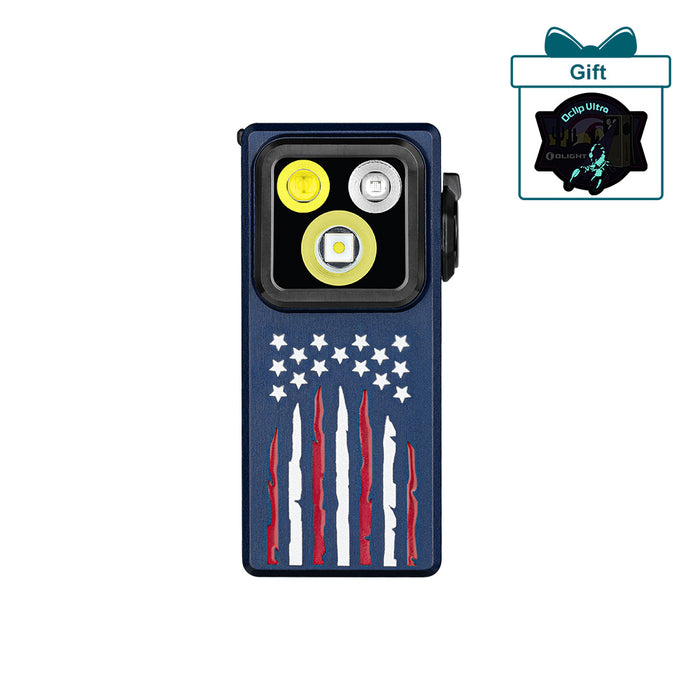 Oclip Ultra Stars & Stripes Edition Clip-On EDC Light with Flood, Spot, and UV Modes