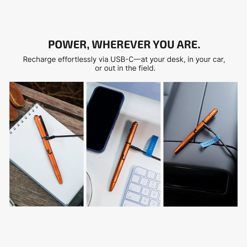 Olight O'Pen 3 Multifunctional Pen Light with 120 Lumens & Green Laser Orange