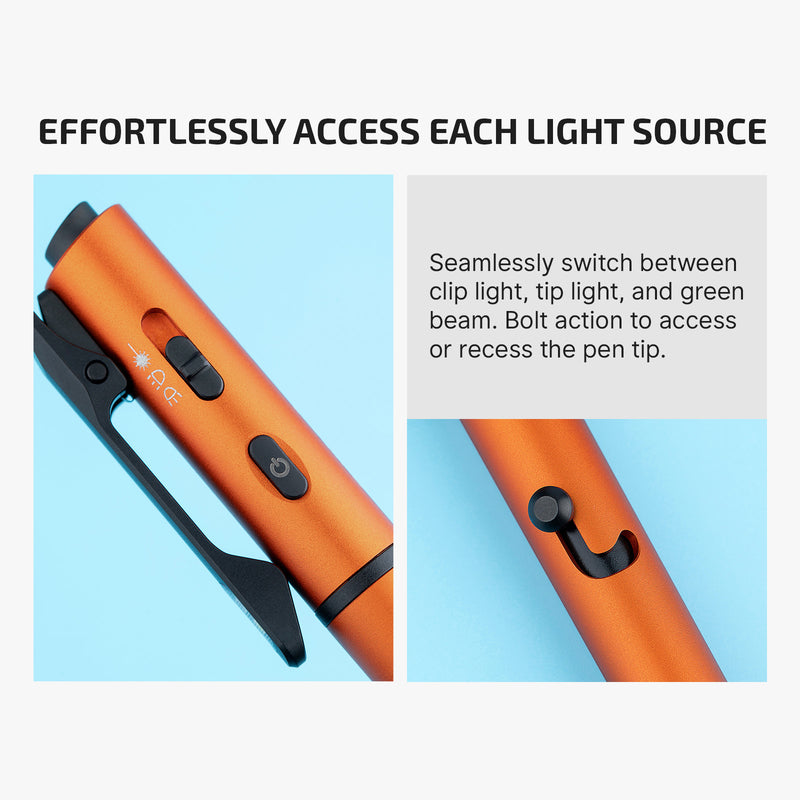 Olight O'Pen 3 Multifunctional Pen Light with 120 Lumens & Green Laser Orange