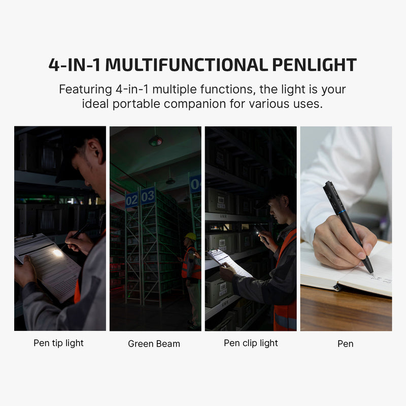 Olight O'Pen 3 Multifunctional Pen Light with 120 Lumens & Green Laser Black