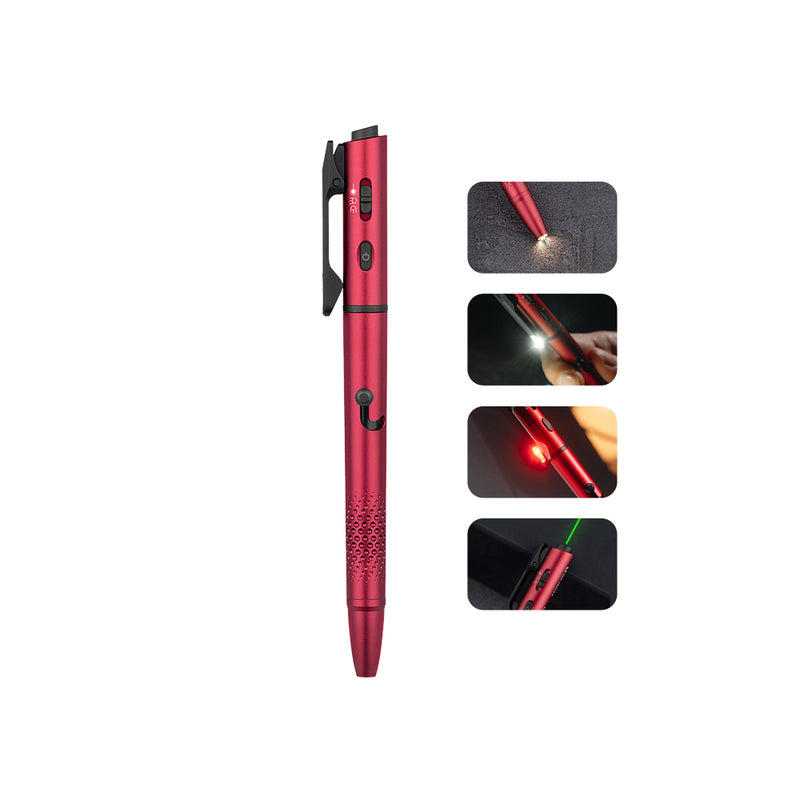 Olight O'Pen 3 Multifunctional Pen Light with 120 Lumens & Green Laser Wine Red