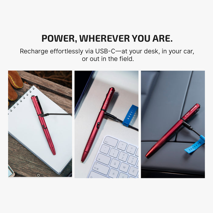 Olight O'Pen 3 Multifunctional Pen Light with 120 Lumens & Green Laser Wine Red