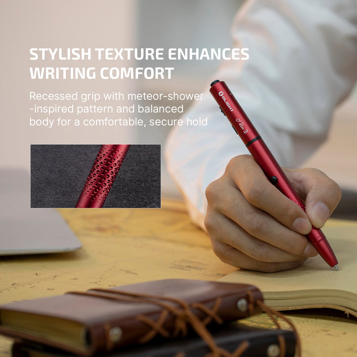 Olight O'Pen 3 Multifunctional Pen Light with 120 Lumens & Green Laser Wine Red