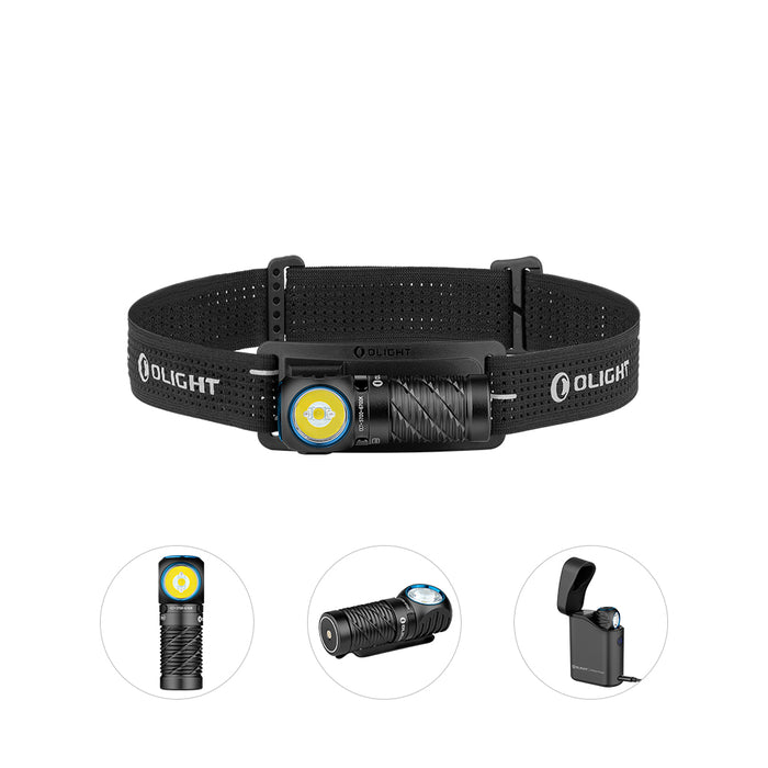 Olight Perun 3 Mini Premium Diamond Plate Headlamp & Flashlight with Red and White Light