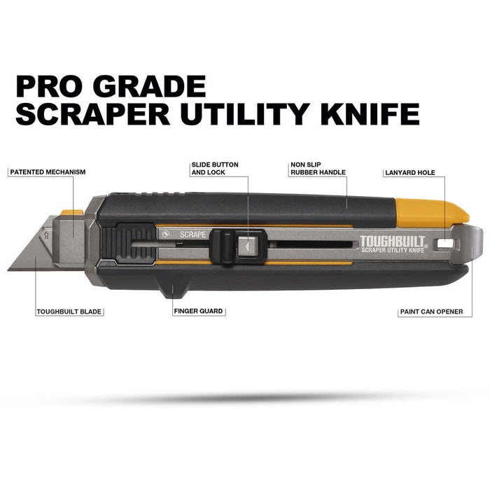 Toughbuilt TB-H4S5-01-BES Scraper Utility Knife with 5 Blades